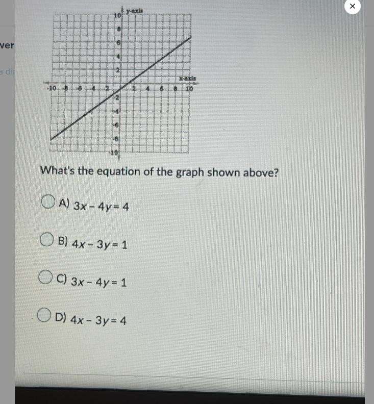 51B 94730a>121518-106 41086426498y-axisInB) 4x-3y=124What's the equation of the-example-1