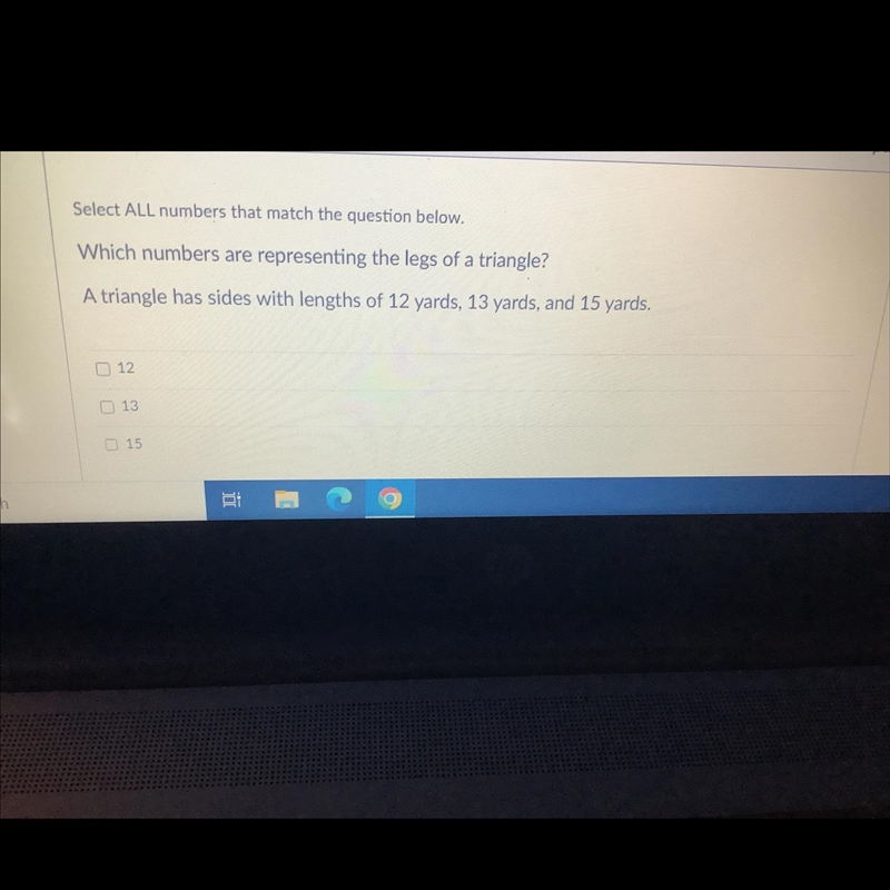 What numbers are representing the legs of a triangle? A triangle has side with the-example-1