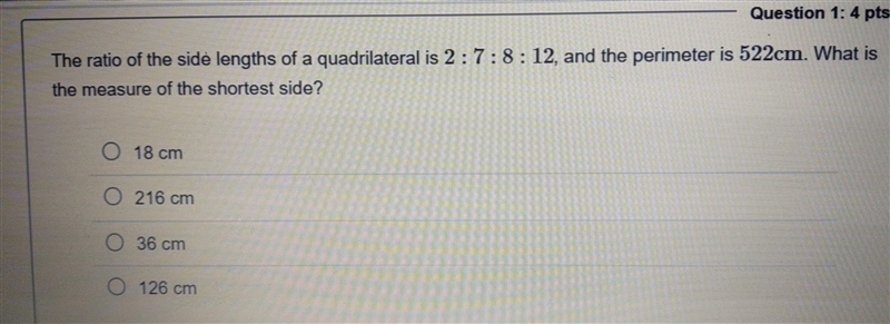 The ratio of the side lengths of a quadrilateral is 2:7 8:12, and the perimeter is-example-1