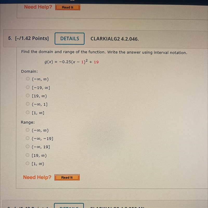 5. Math home work thanks type the answer out domain and range-example-1