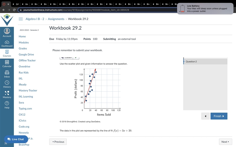 Use the scatter plot and given information to answer the question. A scatter plot-example-1