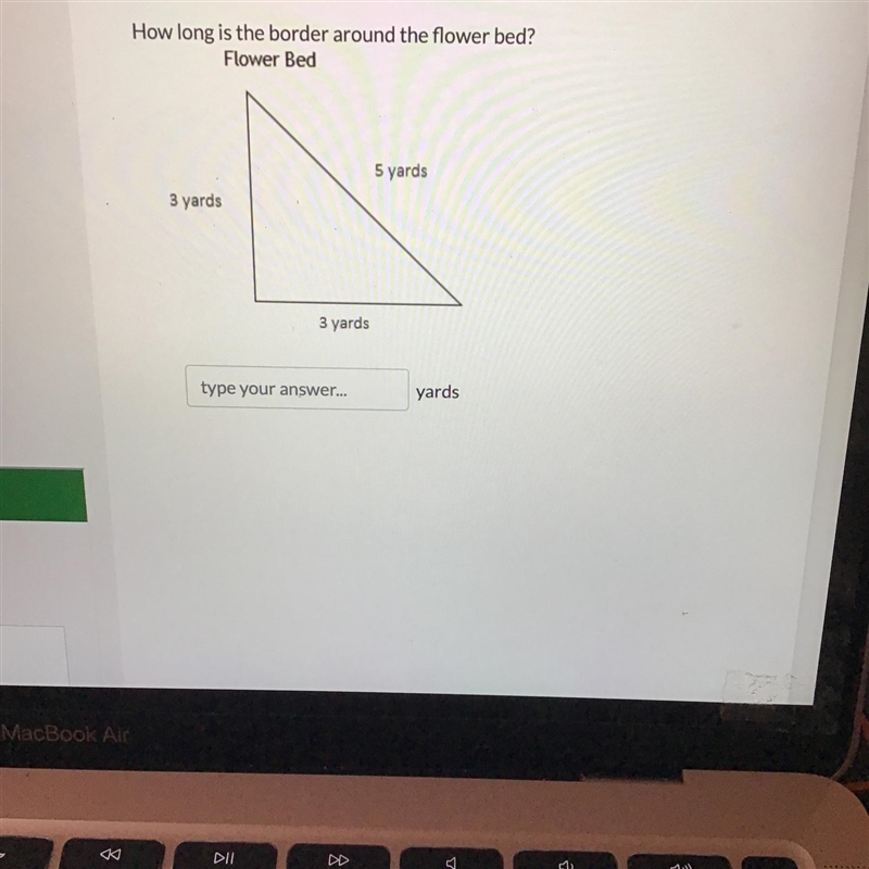 Laura is building a flower bed in the shape of a triangle. She drew the plan below-example-1