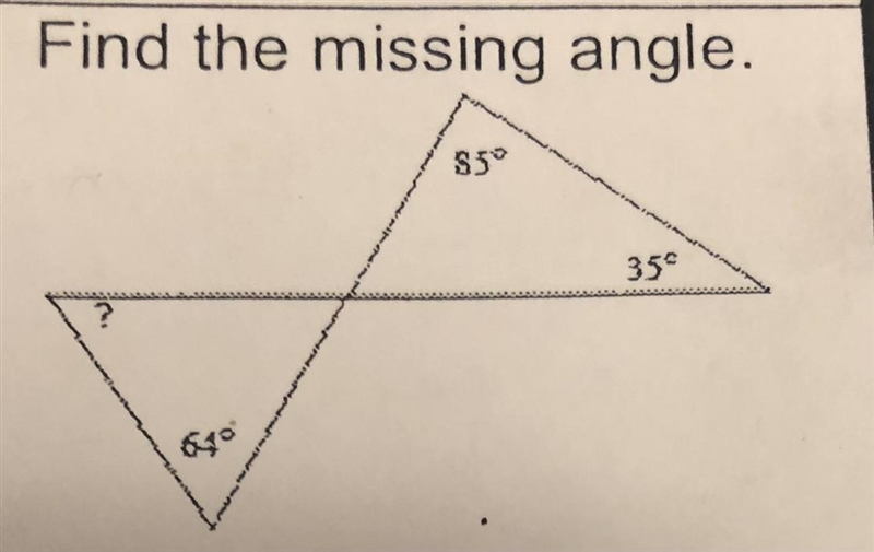 Find the missing angle.-example-1