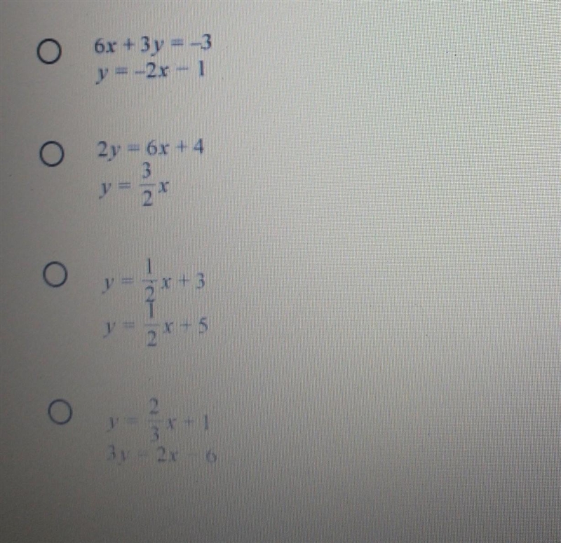 Mike solved a system of equations and found that it had infinite solutions. Which-example-1