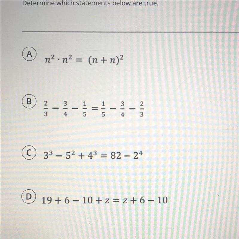 Determine which statements below are true. PLEASEEEE HELP PLS PLS PLS-example-1