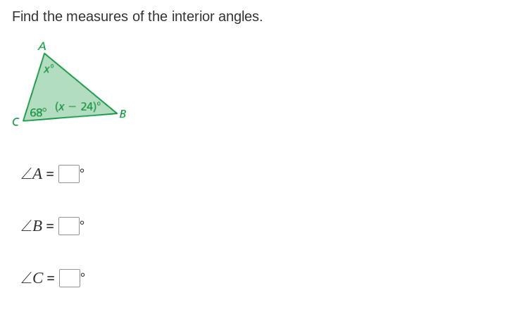 Find the measures of the interior angles.-example-1