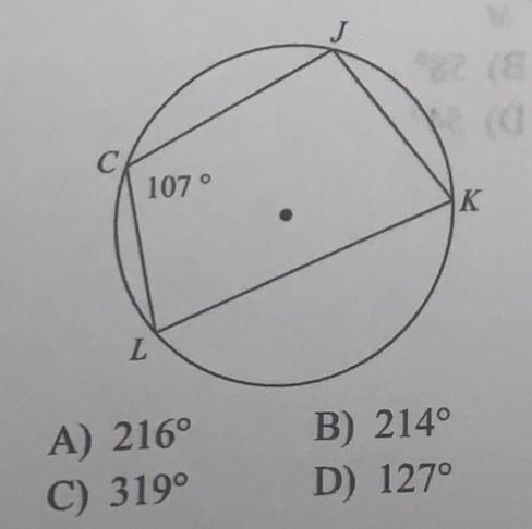 Find the measure of the arc or angle indicated. Find mJKL-example-1