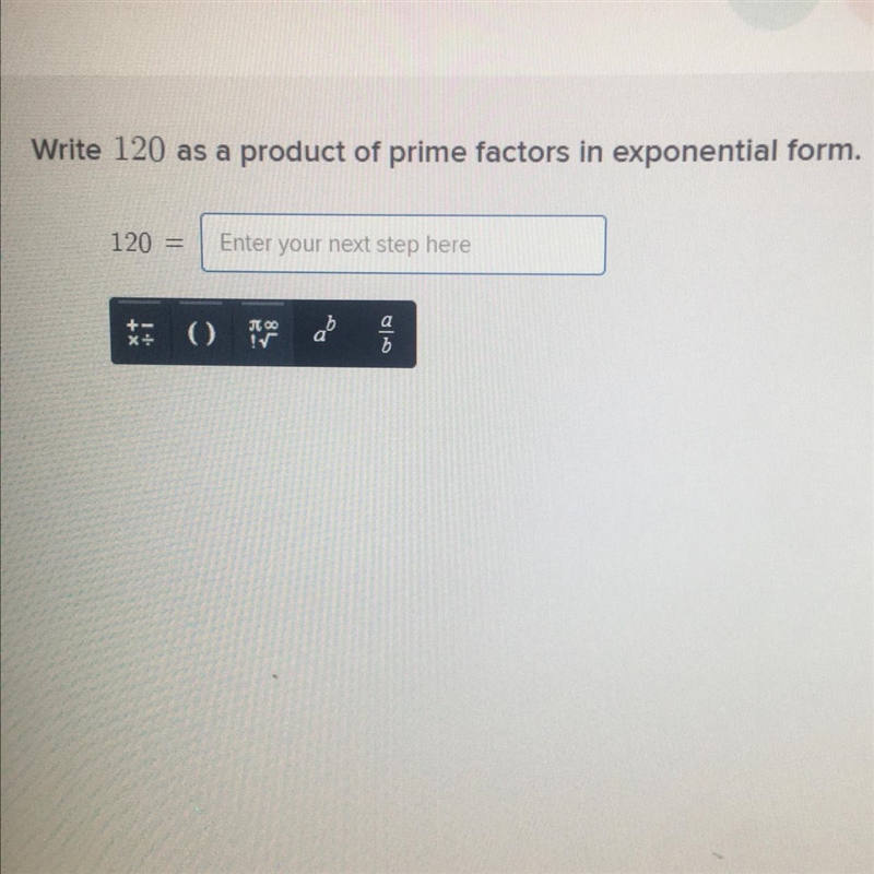 Write 120 as a product of prime factors in exponential form.-example-1