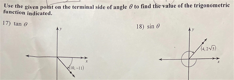 15) tan 330°2नउ16) tan 135°3Use the given point on the terminal side of angle to find-example-1