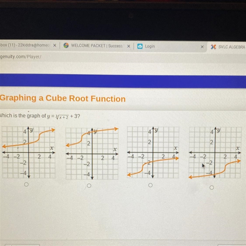 Which is the graph of y=3 square root x+2 +3?-example-1