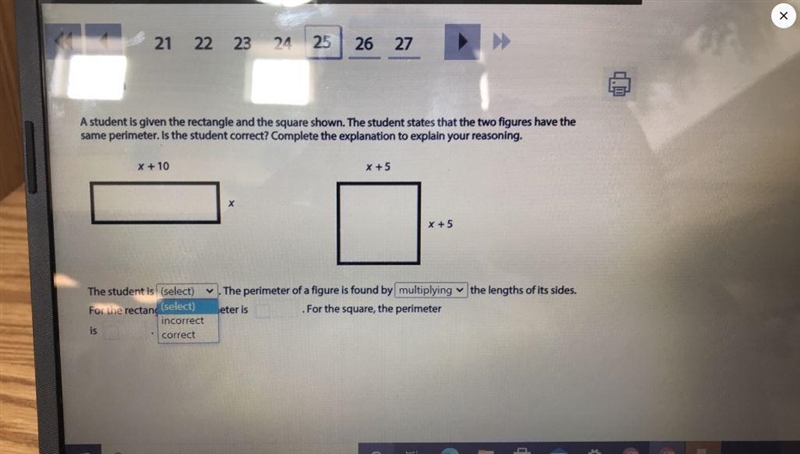 A student is given the rectangle and the square shown. The student states that the-example-1