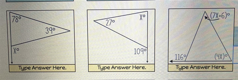 I need help finding the value of x for these problems?-example-1