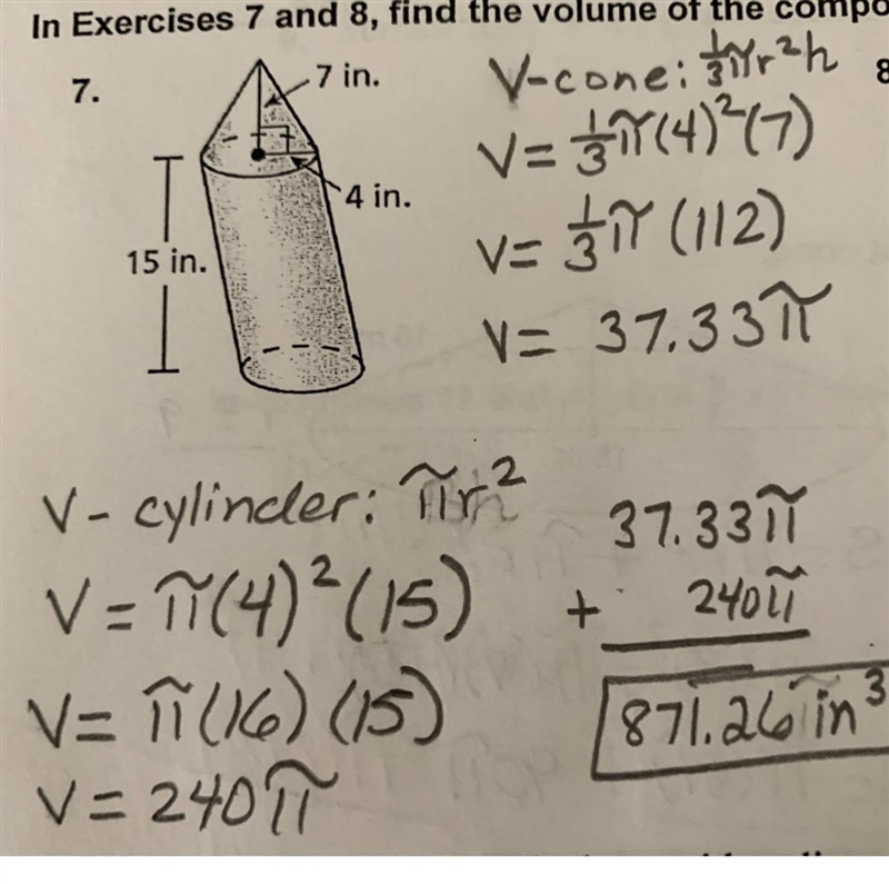 Find the volume of the composite solid. My answer for some reason doesn’t seem to-example-1