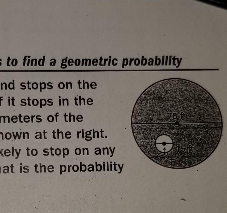 On the green in Example three the hole is 4.25 inches in diameter. Find the probability-example-1