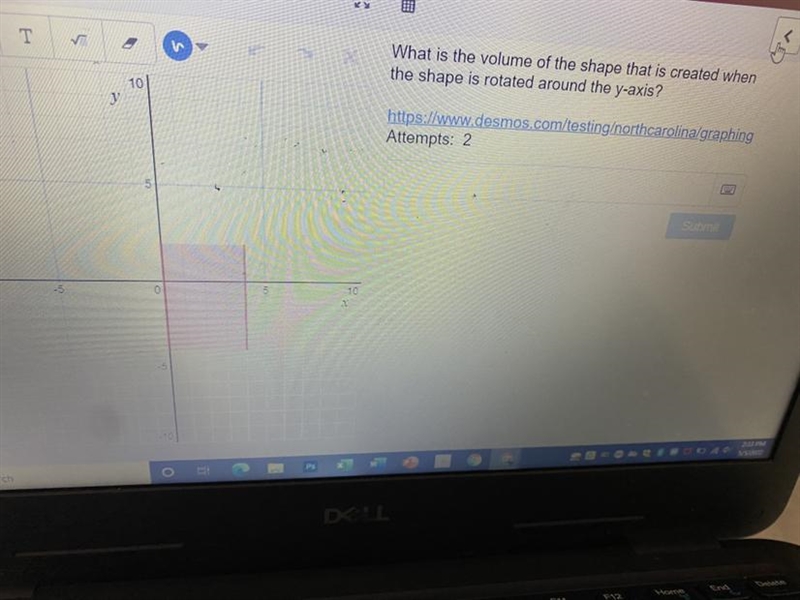 A 3 dimensional shape is created when the shape isrotated around the y-axisFind the-example-1