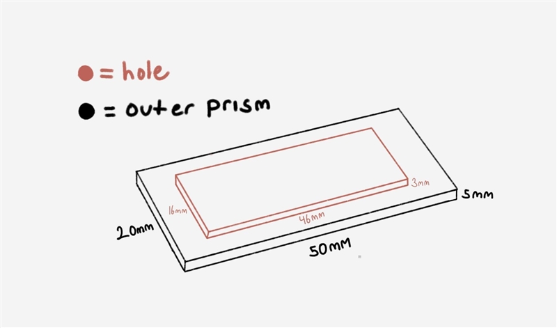 A) You are designing a rectangular keychain on a 3D printer. Your outer prism has-example-2