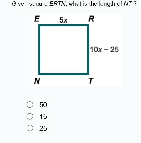 Given square ERTN, what is the length of NT ?-example-1