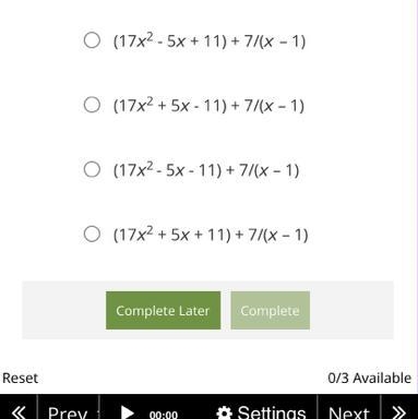 Rewrite the expression (17x3 – 12x2 + 6x - 4)/(x – 1) in the form q(x) + r(x)/b(x-example-1