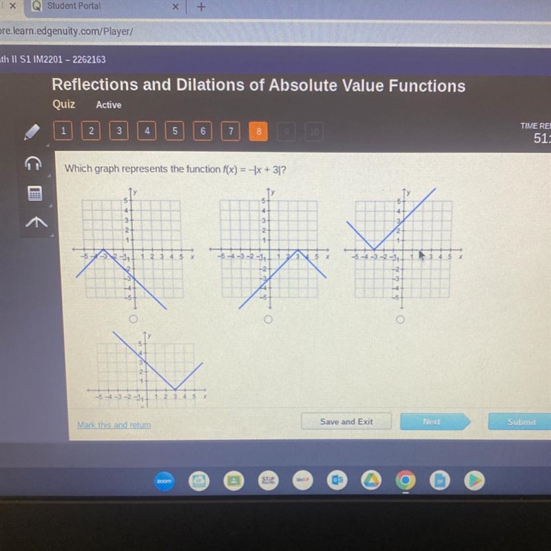 Which graph represents the function f(x) = −lx + 3|?-example-1