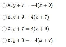 Write an equation of the line that passes through the point (–7, –9) with slope –4.-example-1