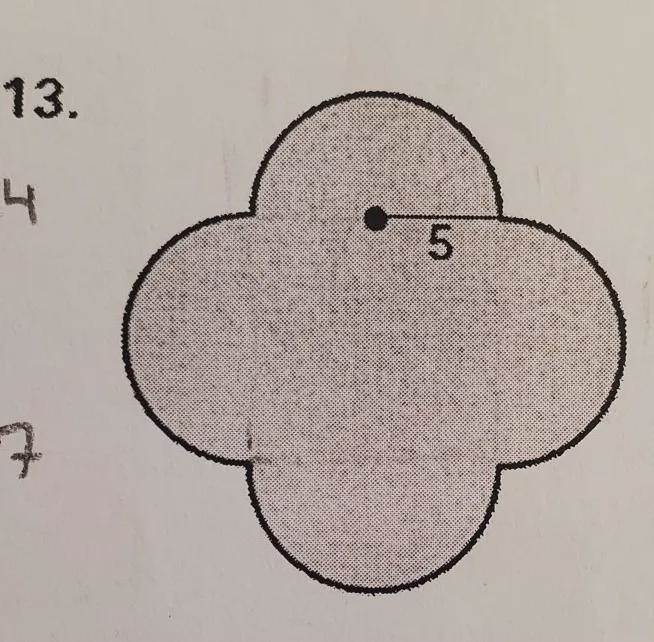 Each region is bounded by circular arcs or line segments. Find the perimeter of the-example-1