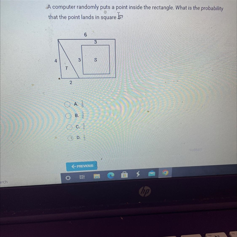 A computer randomly puts a point inside the rectangle. What is the probabilitythat-example-1