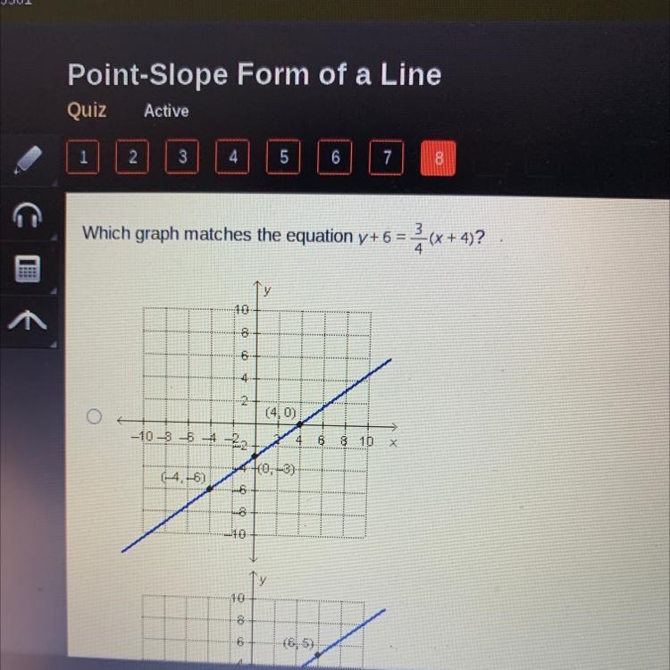 Which graph matches the equation y+6= 3(x + 4)?-example-1