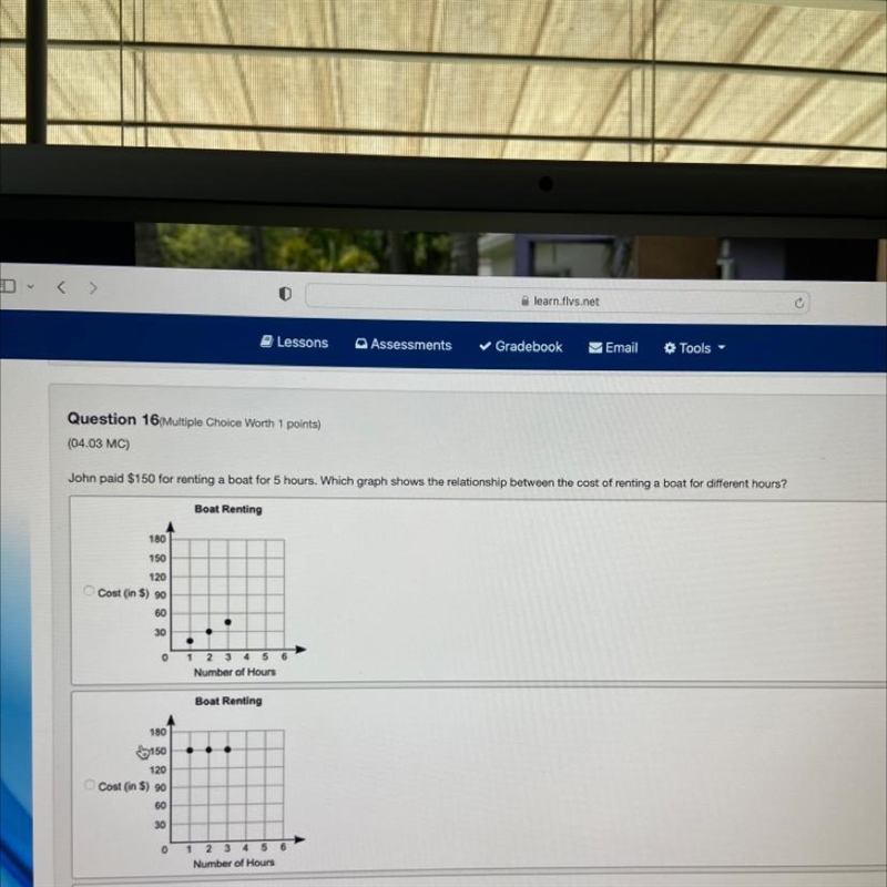 Question 16(Multiple Choice Worth 1 points)(04.03 MC)John paid $150 for renting a-example-1