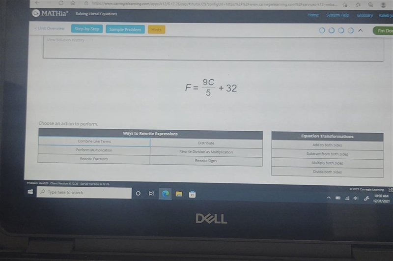 I need to solve for C the formula for temperature scale conversion-example-1