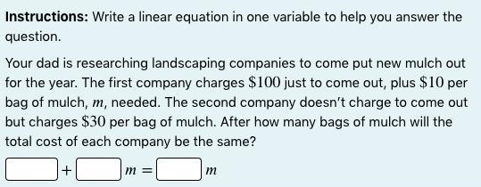 Write a linear equation in one variable to help you answer the question. Your dad-example-1