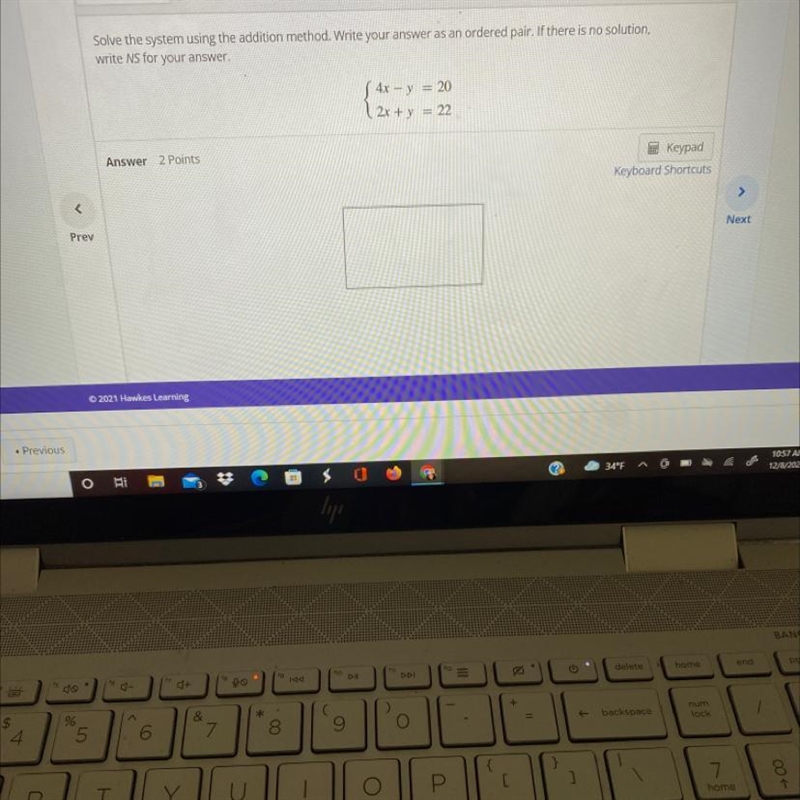 Solve the system using the addition method. Write your answer as an ordered pair. If-example-1