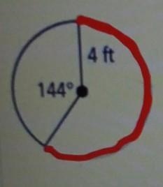 Find the length of the arc shown in red. Leave your answer in term of pi-example-1