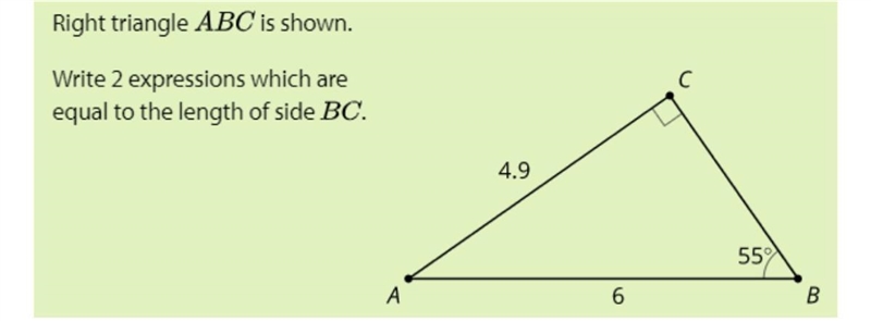 Can you help me write 2 expressions that is equal to the length of side BC..?-example-1