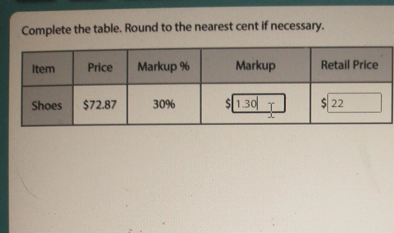 How do i find the markup price and retail price-example-1