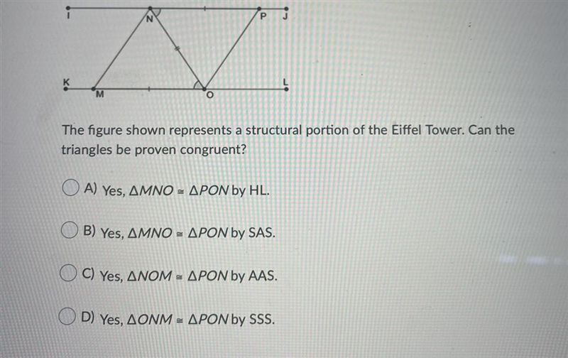 The figure shown represents a structural portion of the Eiffel Tower. Can the triangles-example-1