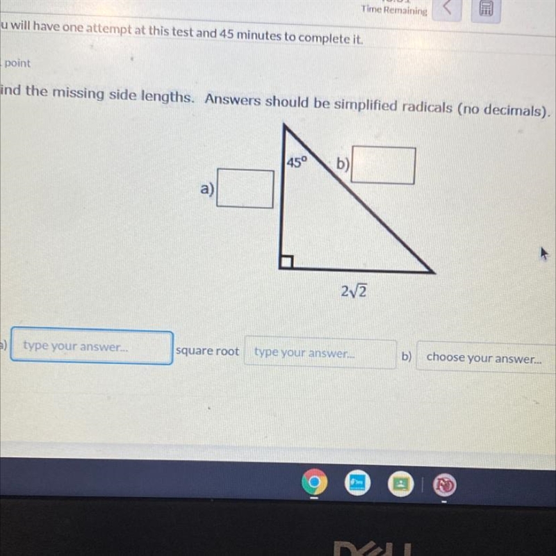 Find the missing side lengths. Answers should be simplified radicals (no decimals-example-1