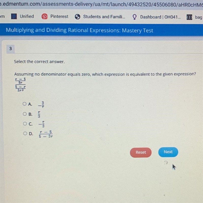 Assuming no denominator equals zero which expression is equivalent to the given expression-example-1