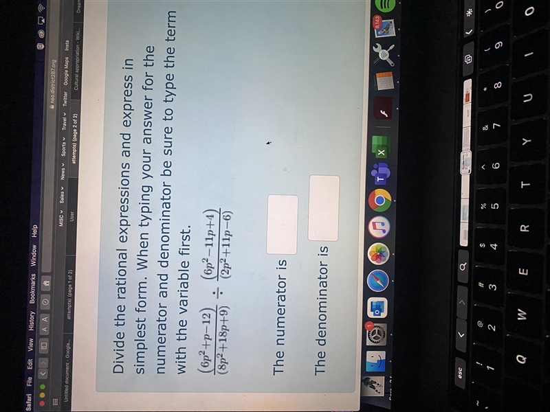 Divide the rational expressions and express in simplest form. When typing your answer-example-1