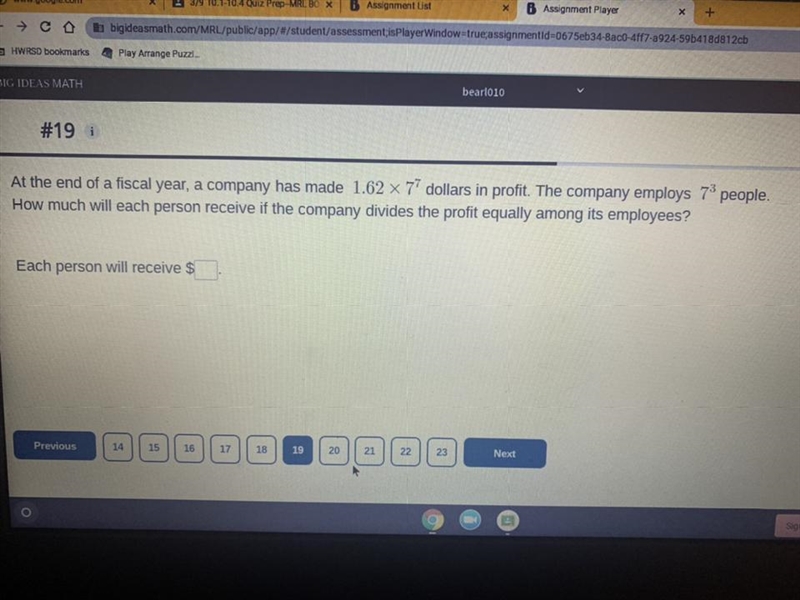 How much will each person receive if the company divides the profit equally among-example-1