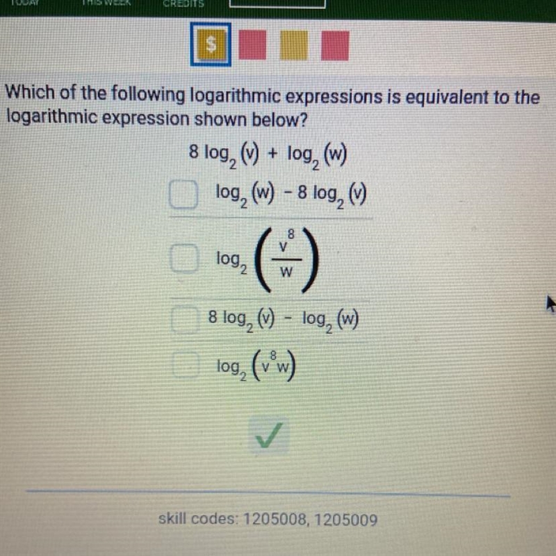 Which is the following logarithmic expression is equivalent to the logarithmic expression-example-1