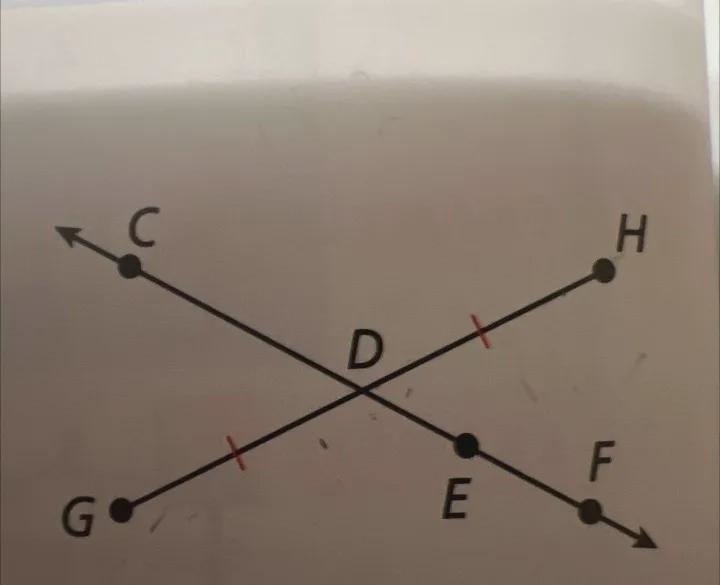 GH bisects CF. CF = 2y-2 and CD = 3y -11. find CD-example-1