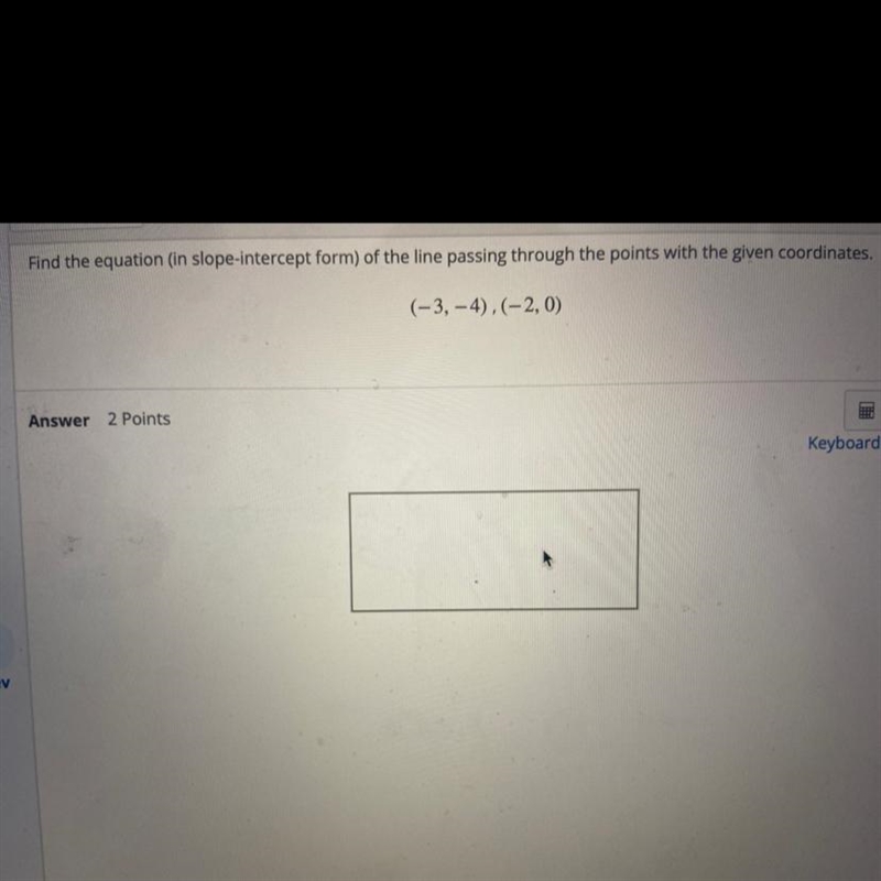 Find the equation in slope intercept form of the line passing through the points with-example-1