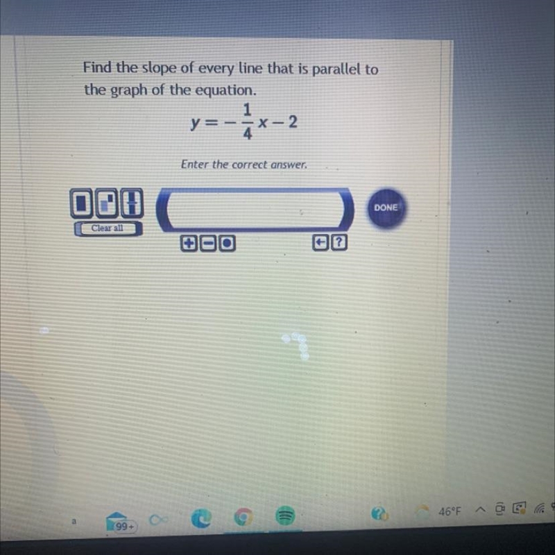 Find the slope of every line that is parallel to the graph of equations-example-1