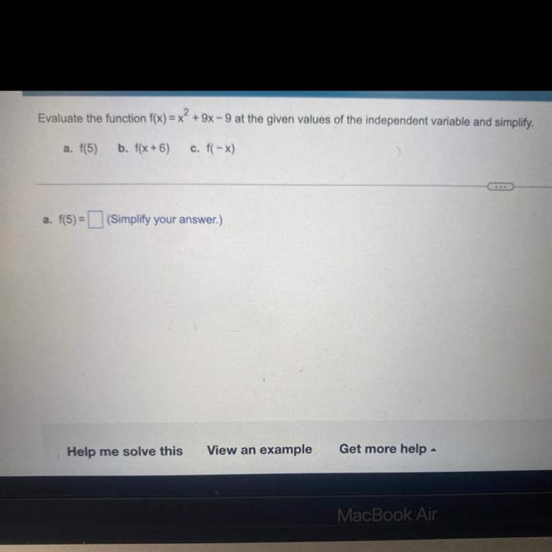 Evaluate the function at the given value of the independent variable and simplify-example-1