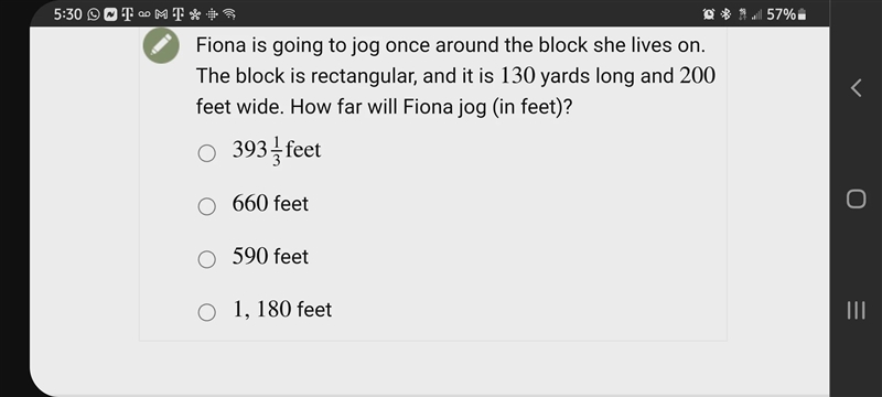 fiona is going to jog around the blck she lives on.the block she lives on is retangular-example-1