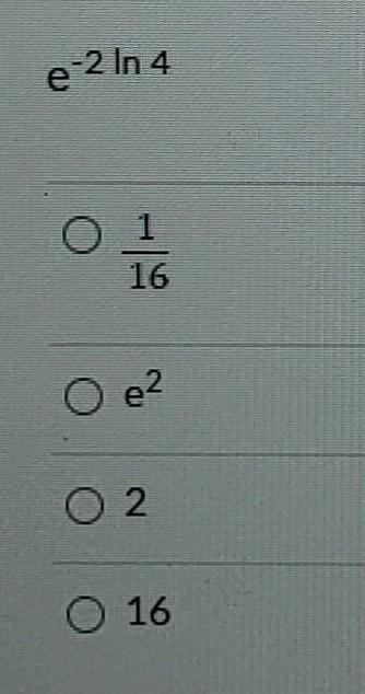 Simplify the expression. e 2 In 4 16 e2 02 O 16-example-1