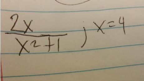 The answer is 8/17how did they get it?\frac{2x}{x {2 + 1} = 4-example-1