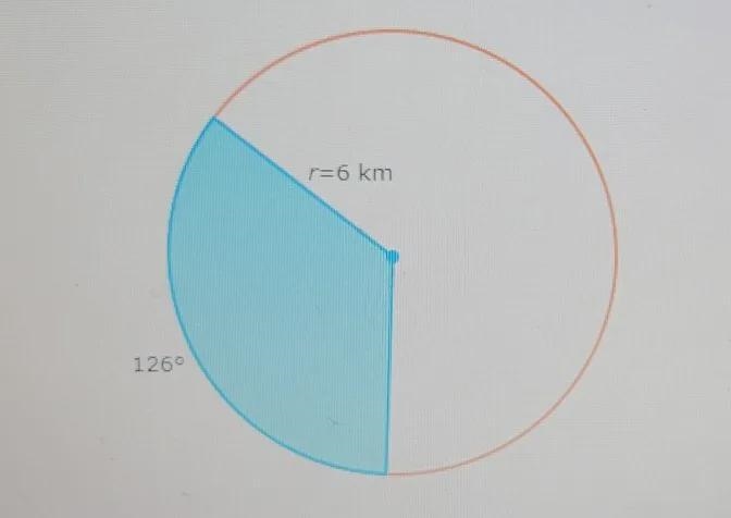 The radius of a circle is 6 kilometers. What is the area of a sector bounded by a-example-1