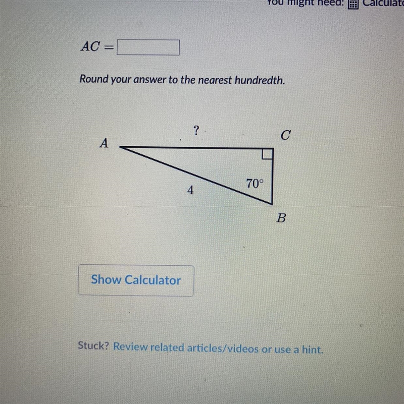 Solve for a side in right triangles-example-1