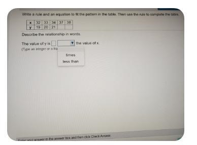 Write a rule and an equation to fit the pattern in the table. Then use the rule to-example-1